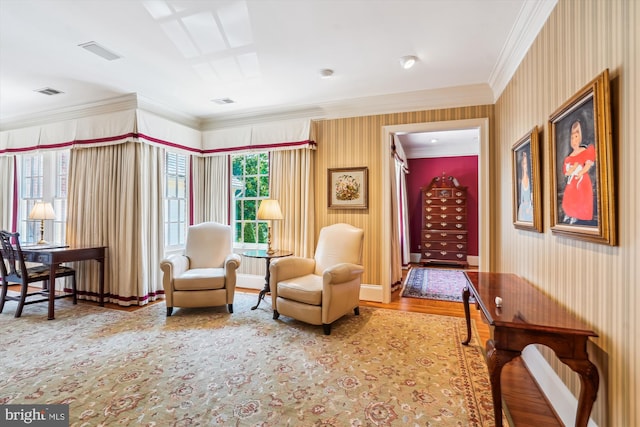 9858 Palace Green Way, Vienna, VA 22181 - sitting room featuring crown molding and wood finished floors