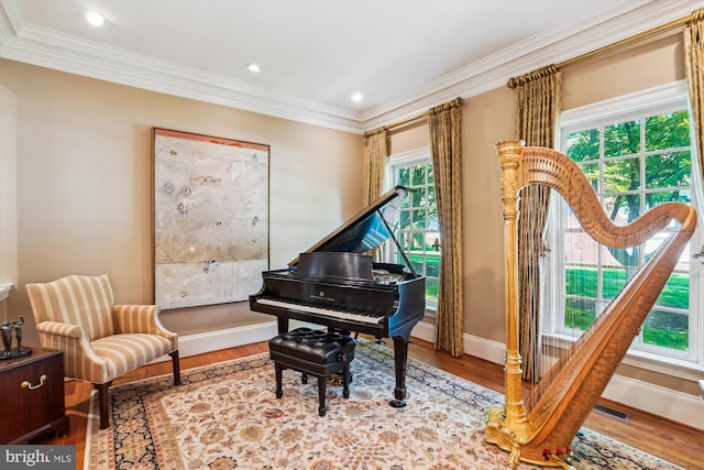 9858 Palace Green Way, Vienna, VA 22181 - living area with wood finished floors, crown molding, and recessed lighting