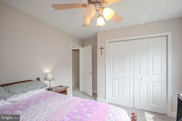 26294 Evesboro Ln, Eden, MD 21822 - bedroom with a closet, ceiling fan, and light colored carpet