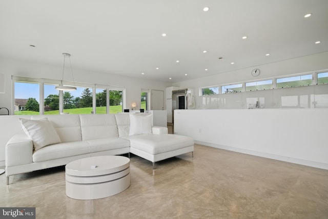 317 Clearview Ave, Nazareth, PA 18064 - living area featuring finished concrete floors and recessed lighting