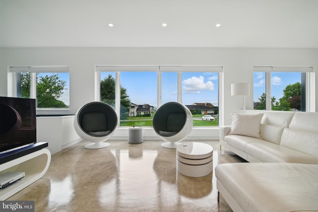 317 Clearview Ave, Nazareth, PA 18064 - living area with plenty of natural light, finished concrete floors, and recessed lighting