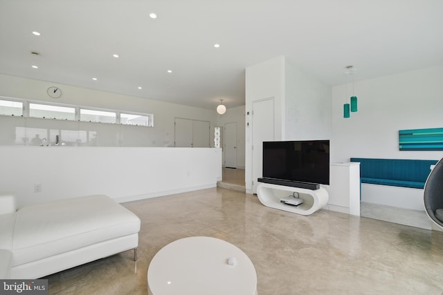 317 Clearview Ave, Nazareth, PA 18064 - living room featuring concrete flooring and recessed lighting