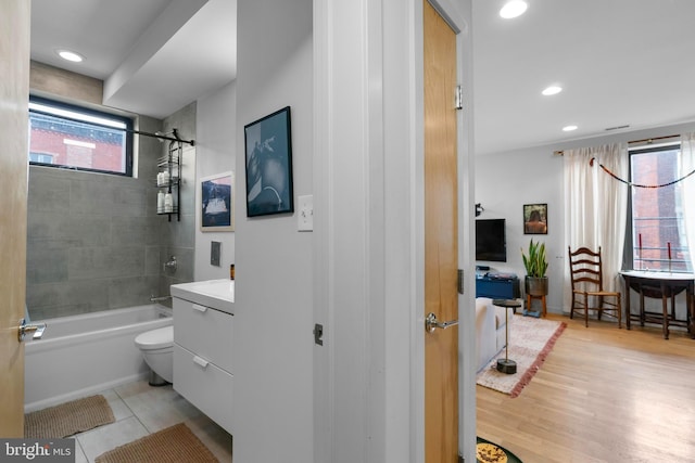 1800 S 16th St Unit B, Philadelphia, PA 19145 - bathroom with vanity, tub / shower combination, and recessed lighting
