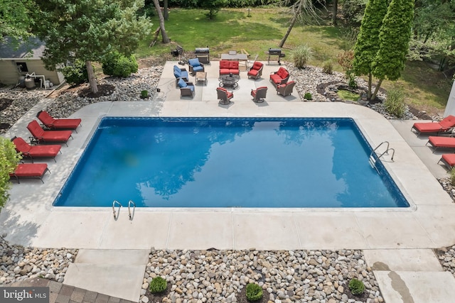 94 E Oak Ave, Lawnside, NJ 08045 - outdoor pool with a patio, a yard, and a grill