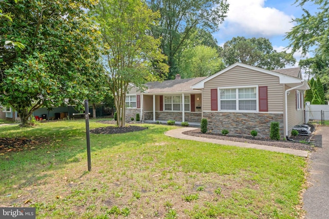 94 E Oak Ave, Lawnside, NJ 08045 - ranch-style house with stone siding and a chimney