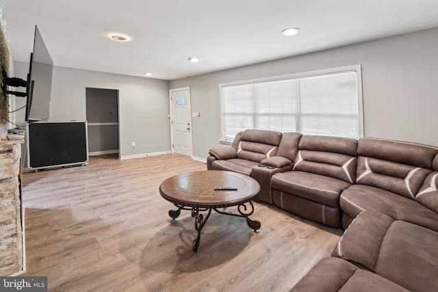 94 E Oak Ave, Lawnside, NJ 08045 - living room featuring light wood-style flooring and recessed lighting
