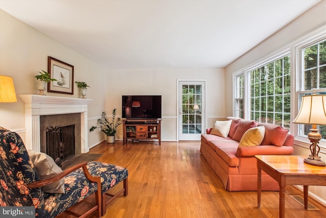 3010 Phyllmar Pl, Oakton, VA 22124 - living area featuring plenty of natural light, wood-type flooring, and a fireplace