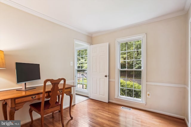3010 Phyllmar Pl, Oakton, VA 22124 - office area with light wood-style floors and crown molding