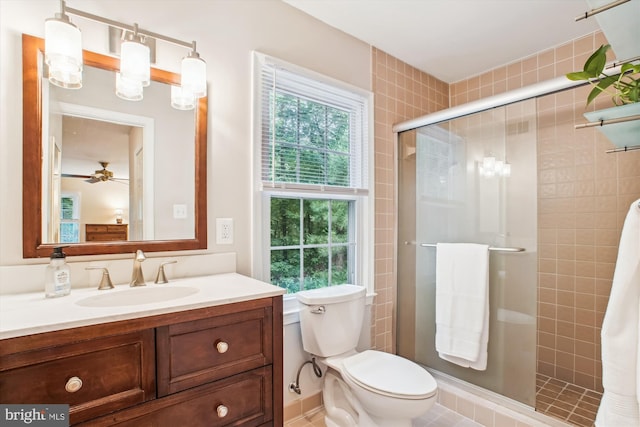 3010 Phyllmar Pl, Oakton, VA 22124 - full bathroom featuring a shower stall, vanity, and ceiling fan