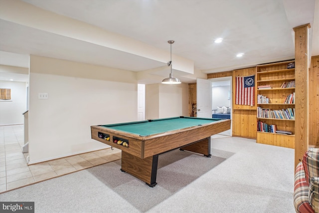 3010 Phyllmar Pl, Oakton, VA 22124 - rec room featuring billiards table, light carpet, recessed lighting, and light tile patterned flooring