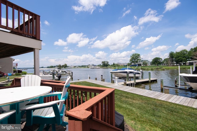 101 Main St Unit 115, Secretary, MD 21664 - dock area featuring boat lift, a water view, and a lawn