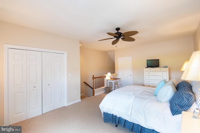 101 Main St Unit 115, Secretary, MD 21664 - bedroom with light colored carpet, a closet, and a ceiling fan