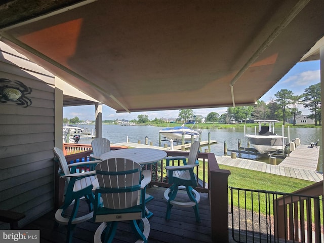 101 Main St Unit 115, Secretary, MD 21664 - wooden deck featuring boat lift, a water view, and a dock
