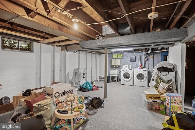 1120 Stokes, Haddon Township, NJ 08108 - below grade area featuring washer and dryer and a sink