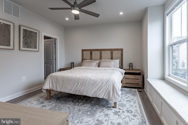 7282 Nittany Ln, Alexandria, VA 22306 - bedroom featuring wood finished floors, recessed lighting, and a ceiling fan