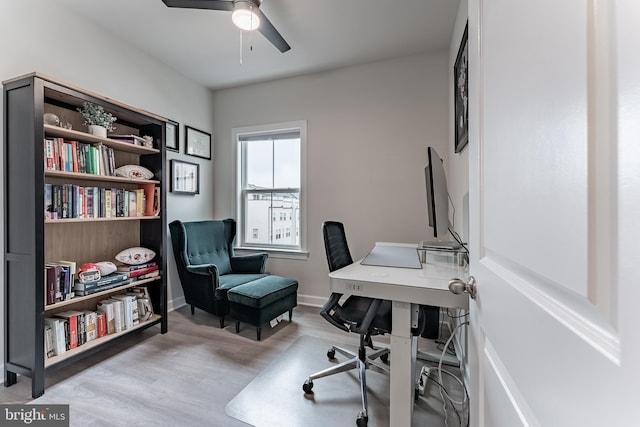7282 Nittany Ln, Alexandria, VA 22306 - office with a ceiling fan and wood finished floors