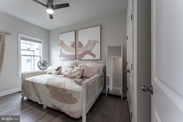 7282 Nittany Ln, Alexandria, VA 22306 - bedroom with dark wood-style flooring and ceiling fan