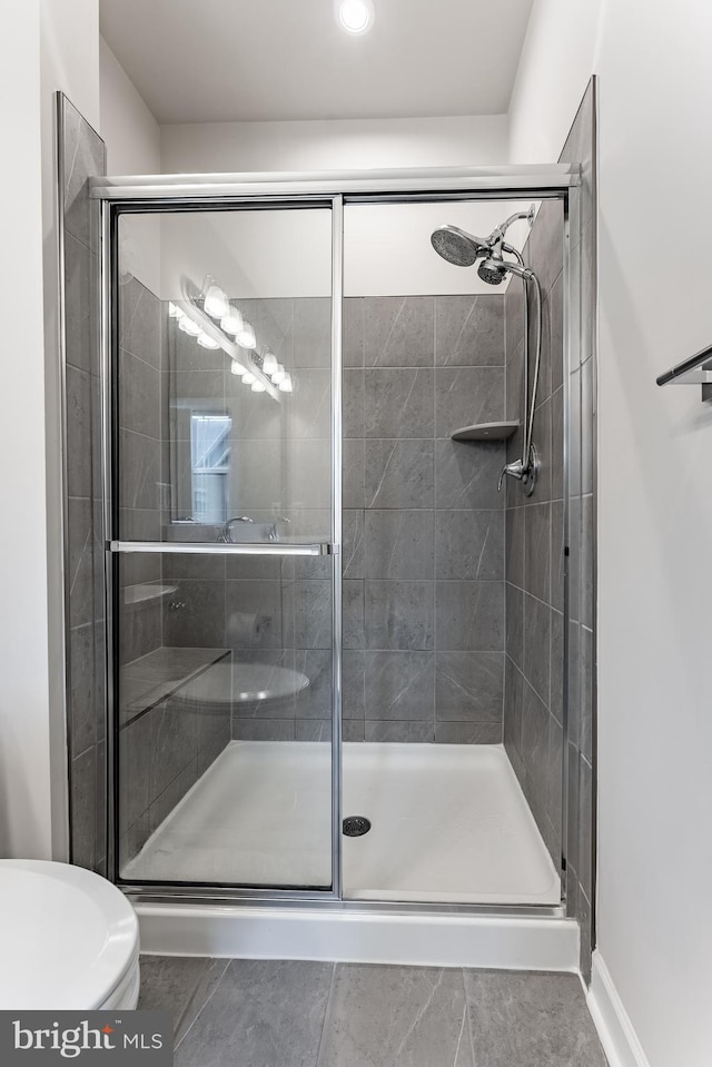 7282 Nittany Ln, Alexandria, VA 22306 - full bathroom featuring a stall shower and recessed lighting