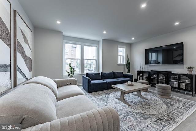 7282 Nittany Ln, Alexandria, VA 22306 - living room with wood finished floors and recessed lighting