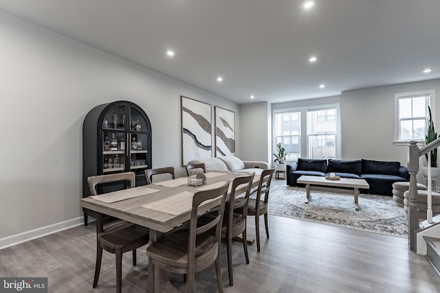 7282 Nittany Ln, Alexandria, VA 22306 - dining space featuring wood finished floors and recessed lighting