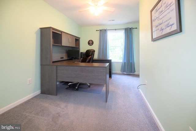 21481 Indian Bridge Rd, California, MD 20619 - carpeted office featuring a ceiling fan and baseboards
