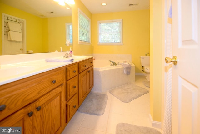 21481 Indian Bridge Rd, California, MD 20619 - full bath featuring a bath, tile patterned floors, double vanity, and recessed lighting