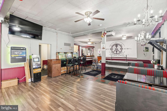 1327 W Chew St, Allentown, PA 18104 - living area with wood finished floors, ceiling fan, a chandelier, and heating unit