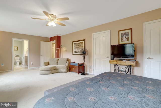 500 S Lexington St, Arlington, VA 22204 - carpeted bedroom featuring connected bathroom and a ceiling fan