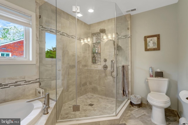 500 S Lexington St, Arlington, VA 22204 - bathroom featuring a garden tub, a shower stall, and tile patterned flooring