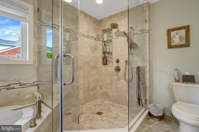 500 S Lexington St, Arlington, VA 22204 - bathroom with a stall shower, tile patterned floors, and recessed lighting