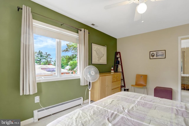 500 S Lexington St, Arlington, VA 22204 - carpeted bedroom with a baseboard radiator and ceiling fan