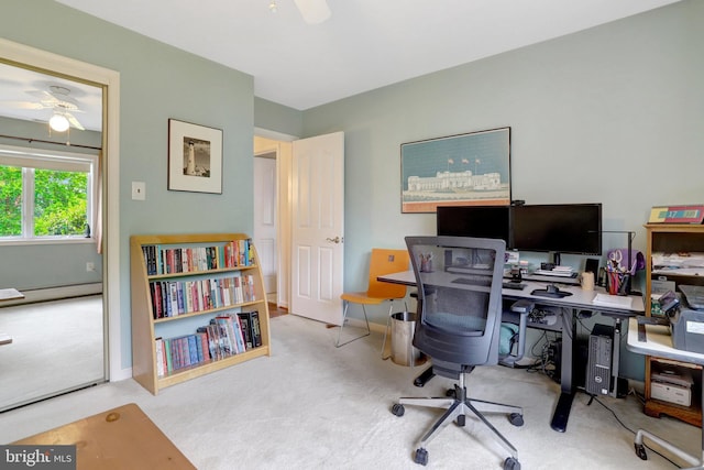 500 S Lexington St, Arlington, VA 22204 - office featuring a ceiling fan, carpet, and baseboard heating
