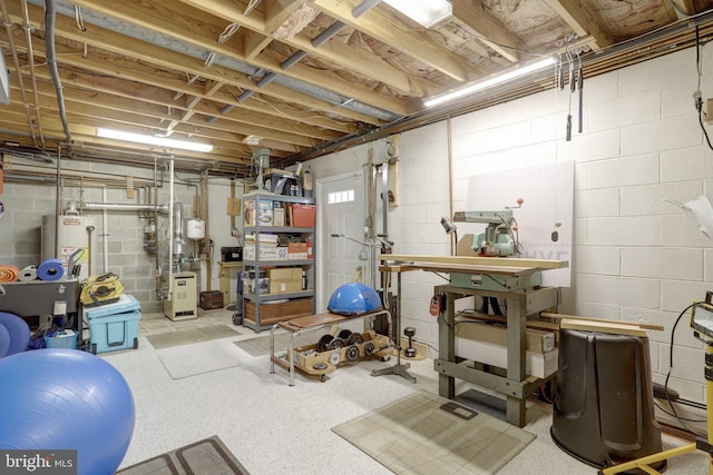 500 S Lexington St, Arlington, VA 22204 - unfinished below grade area with water heater and concrete block wall