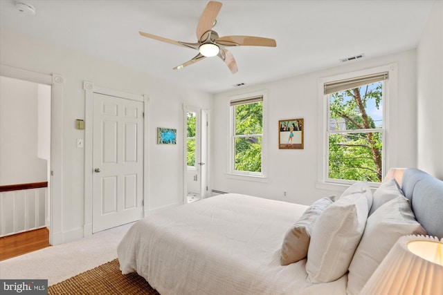 411 E Bellefonte Ave, Alexandria, VA 22301 - carpeted bedroom with ceiling fan