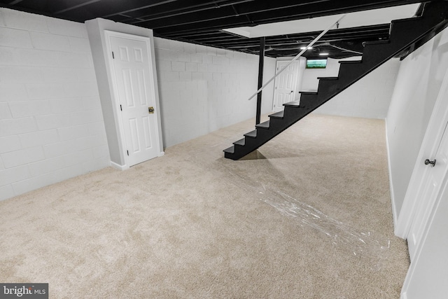 708 S Broad St, Mechanicsburg, PA 17055 - basement with stairway and carpet floors