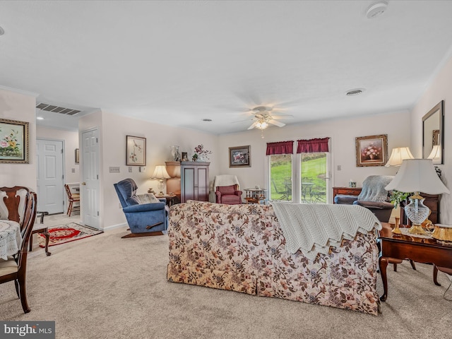 23 Garden Dr, Berkeley Springs, WV 25411 - carpeted living area featuring ceiling fan
