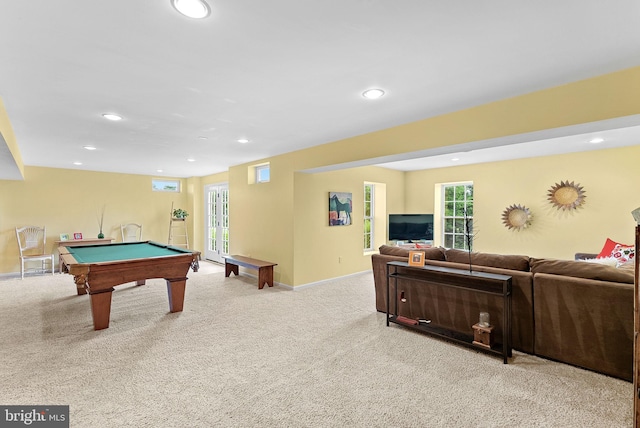 36453 Dwyer Ct, Round Hill, VA 20141 - game room featuring recessed lighting, carpet flooring, and pool table