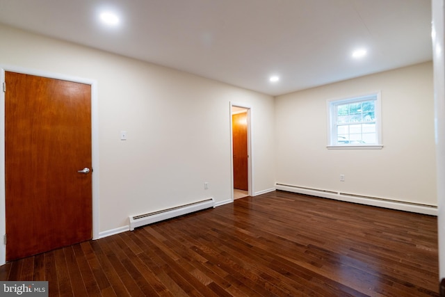 1363 Byberry Rd, Huntingdon Valley, PA 19006 - unfurnished room featuring a baseboard heating unit, hardwood / wood-style floors, and recessed lighting