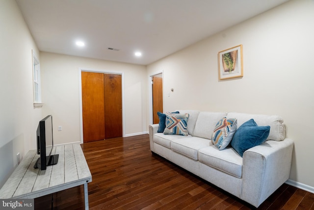 1363 Byberry Rd, Huntingdon Valley, PA 19006 - living area featuring dark wood finished floors and recessed lighting