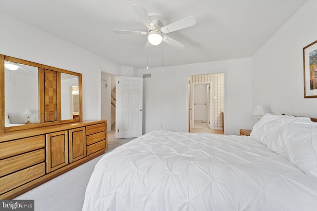 1305 Halifax Ct Unit 1305, West Chester, PA 19382 - bedroom with light carpet, a ceiling fan, and ensuite bath