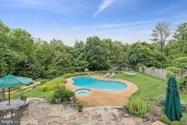 3917 Fessenden St NW, Washington, DC 20016 - view of swimming pool with a patio and an in-ground hot tub