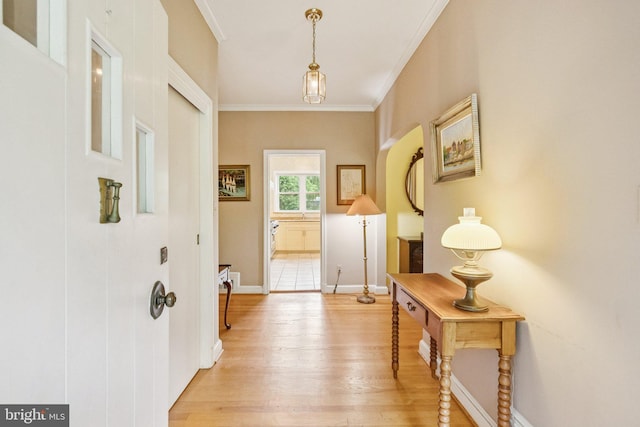 3917 Fessenden St NW, Washington, DC 20016 - entrance foyer featuring light wood finished floors and crown molding
