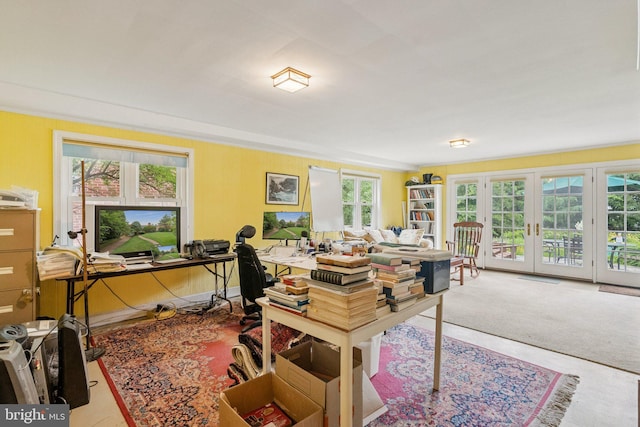 3917 Fessenden St NW, Washington, DC 20016 - carpeted home office featuring french doors
