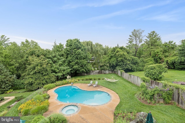 3917 Fessenden St NW, Washington, DC 20016 - view of pool featuring a fenced backyard, an in-ground hot tub, and a patio area