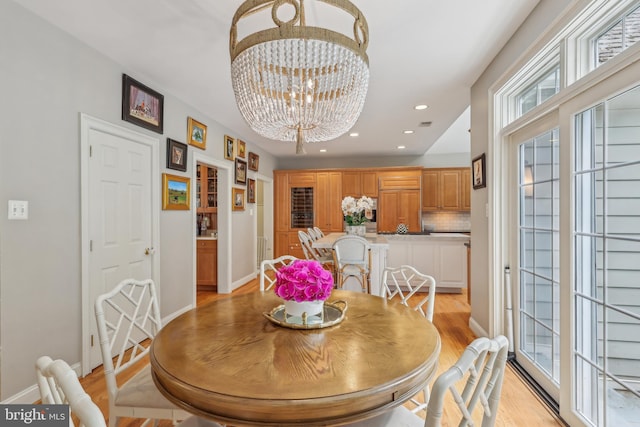 10 Callery Way, Malvern, PA 19355 - dining room featuring a chandelier, light wood finished floors, and recessed lighting