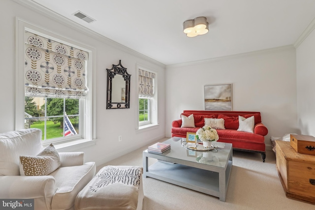 10 Callery Way, Malvern, PA 19355 - carpeted living room with crown molding and baseboards
