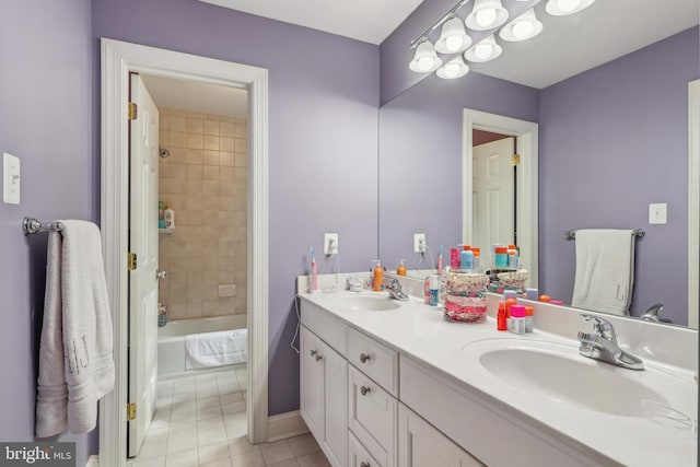 10 Callery Way, Malvern, PA 19355 - bathroom with double vanity, tile patterned floors, and shower / tub combination