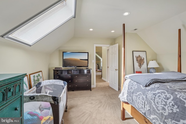 10 Callery Way, Malvern, PA 19355 - bedroom featuring light colored carpet, lofted ceiling, recessed lighting, and a skylight