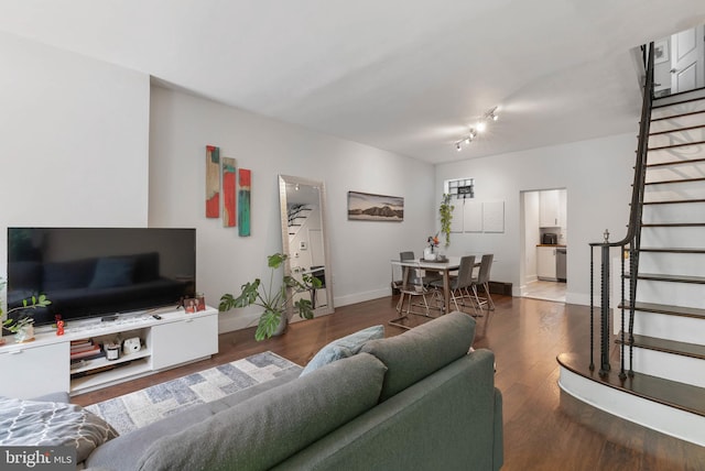 2229 S Darien St, Philadelphia, PA 19148 - living room with stairs and wood finished floors