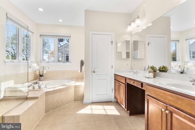 4509 Rhett Ln, Fairfax, VA 22030 - full bath with a bath, double vanity, and tile patterned floors